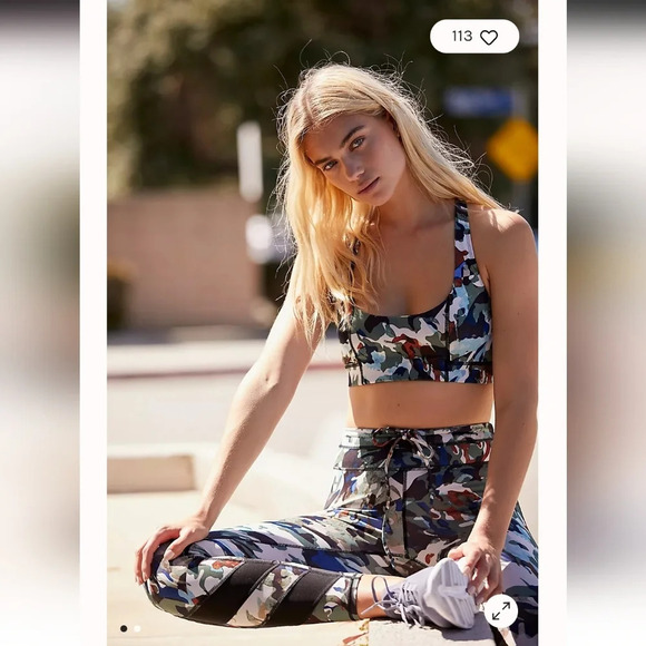 FP Free People Movement Daybreak Sports Bra Back Cutout Camo Print Large - Picture 6 of 16